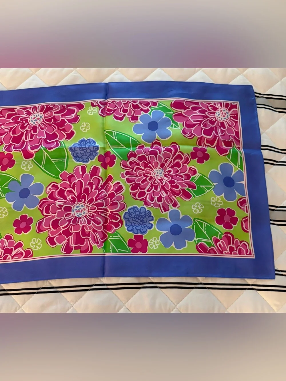Vintage Lilly Pulitzer Floral Silk Scarf 2005 Ford Breast Cancer Awareness EUC
